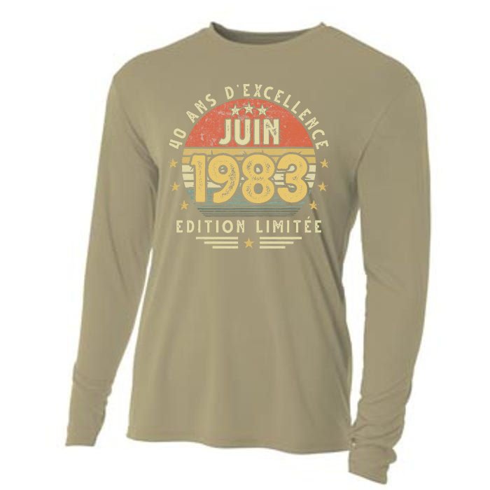 June 1983 40th Birthday Gift June 1983 Man Woman Cooling Performance Long Sleeve Crew