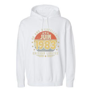 June 1983 40th Birthday Gift June 1983 Man Woman Garment-Dyed Fleece Hoodie