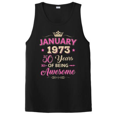 January 1973 50 Years Of Being Awesome Retro 50Th Birthday PosiCharge Competitor Tank