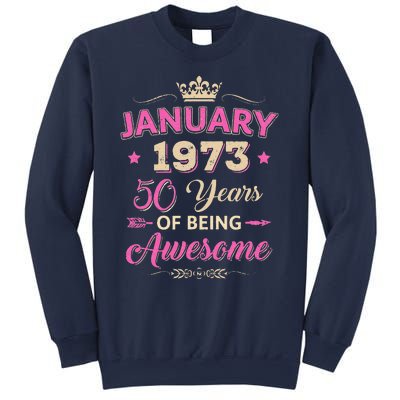 January 1973 50 Years Of Being Awesome Retro 50Th Birthday Sweatshirt