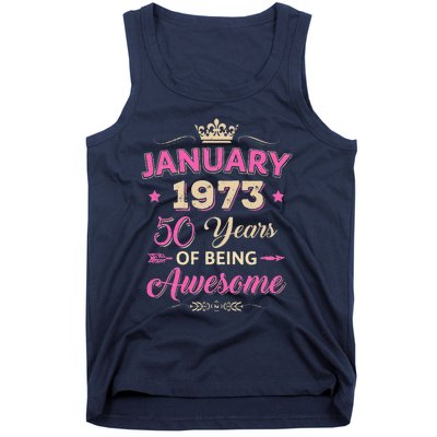 January 1973 50 Years Of Being Awesome Retro 50Th Birthday Tank Top