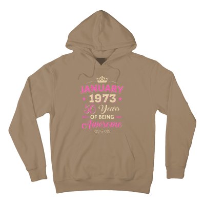 January 1973 50 Years Of Being Awesome Retro 50Th Birthday Hoodie