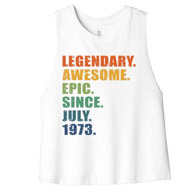 July 1973 50 Years Women Anniversary 50th Birthday Women's Racerback Cropped Tank