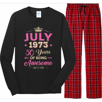 July 1973 50 Years Of Being Awesome Retro 50Th Birthday Long Sleeve Pajama Set