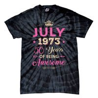 July 1973 50 Years Of Being Awesome Retro 50Th Birthday Tie-Dye T-Shirt