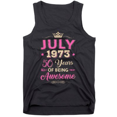 July 1973 50 Years Of Being Awesome Retro 50Th Birthday Tank Top