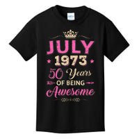 July 1973 50 Years Of Being Awesome Retro 50Th Birthday Kids T-Shirt