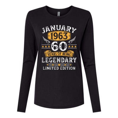 January 1963 60 Year Old Gifts Vintage 60th Birthday Cute Womens Cotton Relaxed Long Sleeve T-Shirt