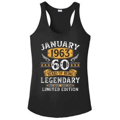 January 1963 60 Year Old Gifts Vintage 60th Birthday Cute Ladies PosiCharge Competitor Racerback Tank