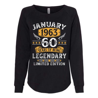 January 1963 60 Year Old Gifts Vintage 60th Birthday Cute Womens California Wash Sweatshirt