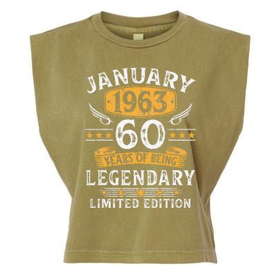 January 1963 60 Year Old Gifts Vintage 60th Birthday Cute Garment-Dyed Women's Muscle Tee