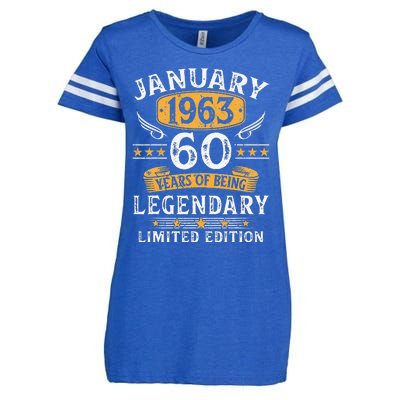 January 1963 60 Year Old Gifts Vintage 60th Birthday Cute Enza Ladies Jersey Football T-Shirt