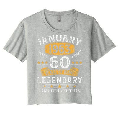 January 1963 60 Year Old Gifts Vintage 60th Birthday Cute Women's Crop Top Tee