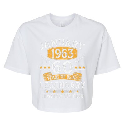 January 1963 60 Year Old Gifts Vintage 60th Birthday Cute Bella+Canvas Jersey Crop Tee