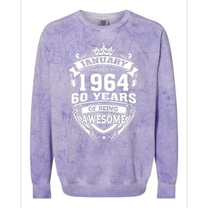 January 1964 60 Years Of Being Awesome 60th Birthday Colorblast Crewneck Sweatshirt