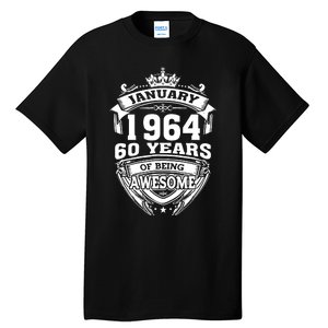 January 1964 60 Years Of Being Awesome 60th Birthday Tall T-Shirt