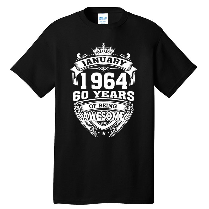 January 1964 60 Years Of Being Awesome 60th Birthday Tall T-Shirt