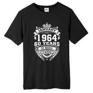 January 1964 60 Years Of Being Awesome 60th Birthday Tall Fusion ChromaSoft Performance T-Shirt