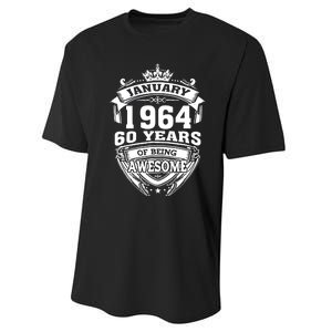 January 1964 60 Years Of Being Awesome 60th Birthday Performance Sprint T-Shirt