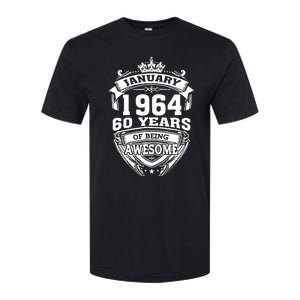 January 1964 60 Years Of Being Awesome 60th Birthday Softstyle CVC T-Shirt