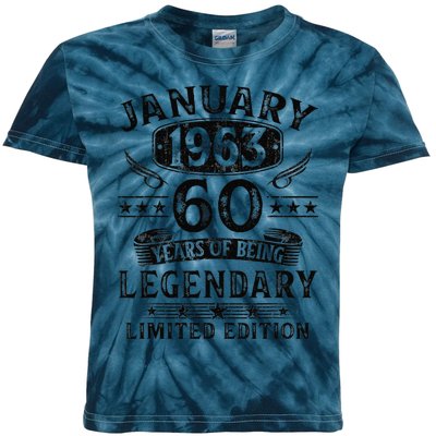 January 1963 60 Year Old Gifts Vintage 60th Birthday Kids Tie-Dye T-Shirt