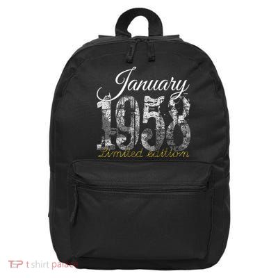 January 1958 65 Year Old 1958 65th Birthday Gift 16 in Basic Backpack
