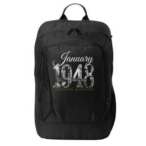 January 1948 75 Year Old 1948 75th Birthday Gift City Backpack