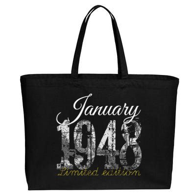 January 1948 75 Year Old 1948 75th Birthday Gift Cotton Canvas Jumbo Tote