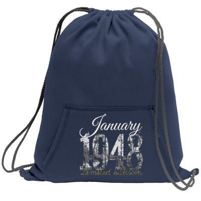 January 1948 75 Year Old 1948 75th Birthday Gift Sweatshirt Cinch Pack Bag