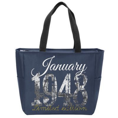 January 1948 75 Year Old 1948 75th Birthday Gift Zip Tote Bag