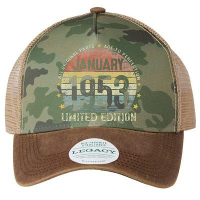 January 1953 70 Year Old 70th Birthday Gifts Vintage 1953 Legacy Tie Dye Trucker Hat