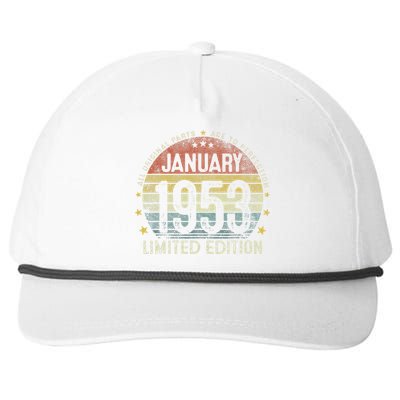 January 1953 70 Year Old 70th Birthday Gifts Vintage 1953 Snapback Five-Panel Rope Hat