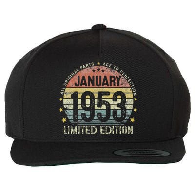 January 1953 70 Year Old 70th Birthday Gifts Vintage 1953 Wool Snapback Cap