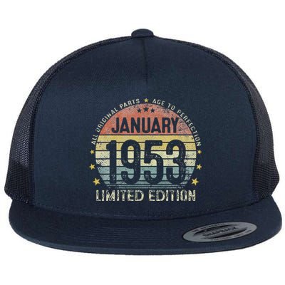 January 1953 70 Year Old 70th Birthday Gifts Vintage 1953 Flat Bill Trucker Hat