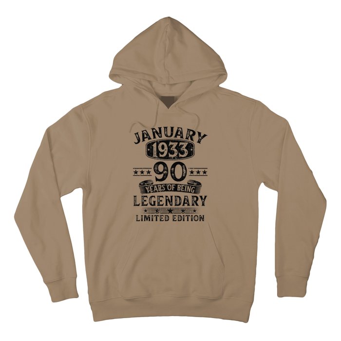 January 1933 90 Year Old 90th Birthday Gifts Vintage 1933 Hoodie