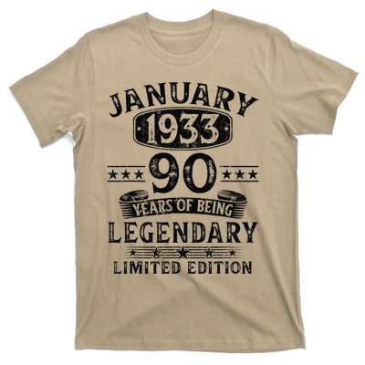 January 1933 90 Year Old 90th Birthday Gifts Vintage 1933 T-Shirt