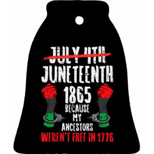 Juneteenth 1865 African Fist Black History Pride Ceramic Bell Ornament