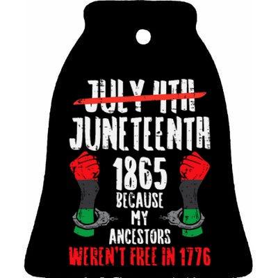 Juneteenth 1865 African Fist Black History Pride Ceramic Bell Ornament