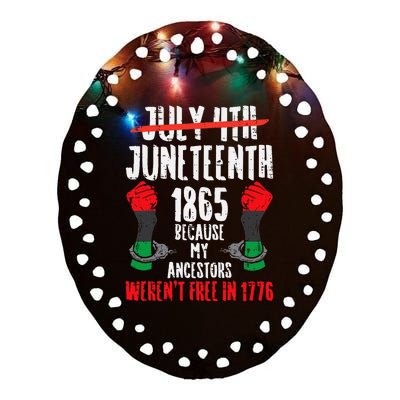 Juneteenth 1865 African Fist Black History Pride Ceramic Oval Ornament