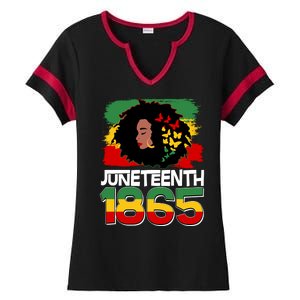 Juneteenth 1865 African American Black Woman Ladies Halftime Notch Neck Tee