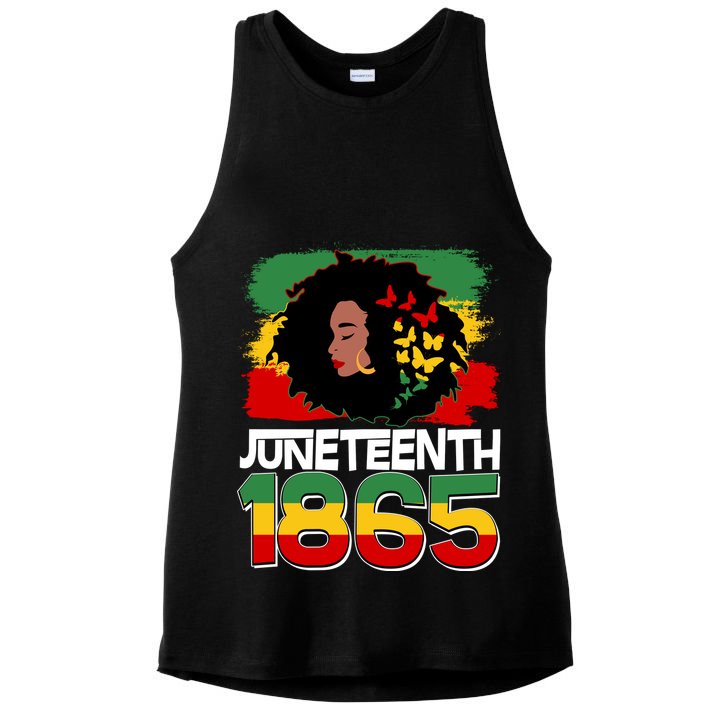 Juneteenth 1865 African American Black Woman Ladies PosiCharge Tri-Blend Wicking Tank