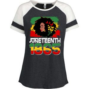 Juneteenth 1865 African American Black Woman Enza Ladies Jersey Colorblock Tee