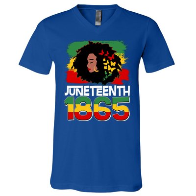 Juneteenth 1865 African American Black Woman V-Neck T-Shirt