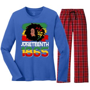 Juneteenth 1865 African American Black Woman Women's Long Sleeve Flannel Pajama Set 