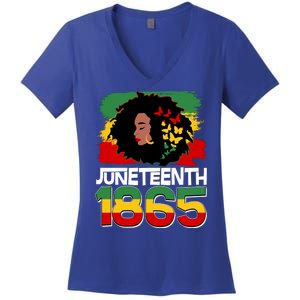 Juneteenth 1865 African American Black Woman Women's V-Neck T-Shirt