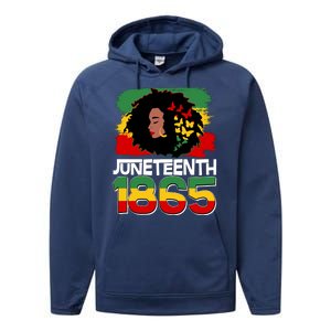 Juneteenth 1865 African American Black Woman Performance Fleece Hoodie