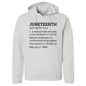 Juneteenth 1865 African American Black Definition Juneteenth Performance Fleece Hoodie