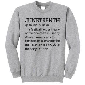 Juneteenth 1865 African American Black Definition Juneteenth Tall Sweatshirt