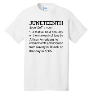 Juneteenth 1865 African American Black Definition Juneteenth Tall T-Shirt