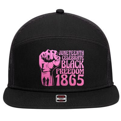 Juneteenth 1865 African American Pride Black Freedom Gift 7 Panel Mesh Trucker Snapback Hat